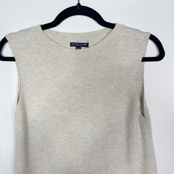Eileen Fisher PS Petite Small Cream Wool Sleeveless Tunic Top Crew Neck F17CW - Picture 3 of 8